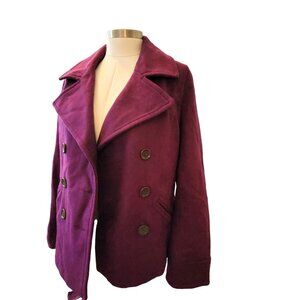Old Navy Women's Purple Pea Coat Plum Jacket Double Breasted Size M jj3590